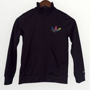 Adidas Kids 9-10 Years Black Track Suit Jacket Size Small Youth Zip Up